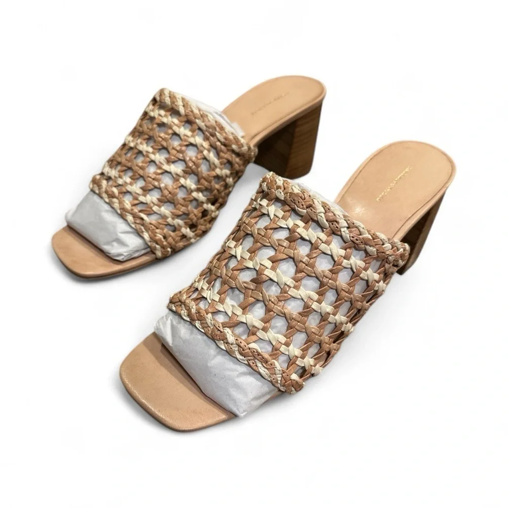 Anthropologie Woven Heeled Mule Size US 10-10.5 EU 41 Neutral Pattern Block Heel - Picture 2 of 15